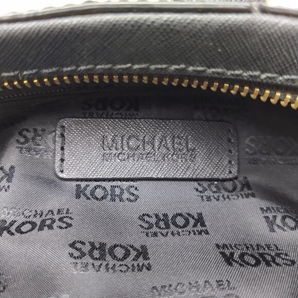 Michael Kors Black Leather Domed Double Handles Zipper Satchel Bag - Picture 10 of 14